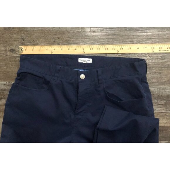 Peter Millar Mens Size 34x32 Navy Blue Straight Fit Flat Front Casual Cotton Pan - Picture 5 of 6
